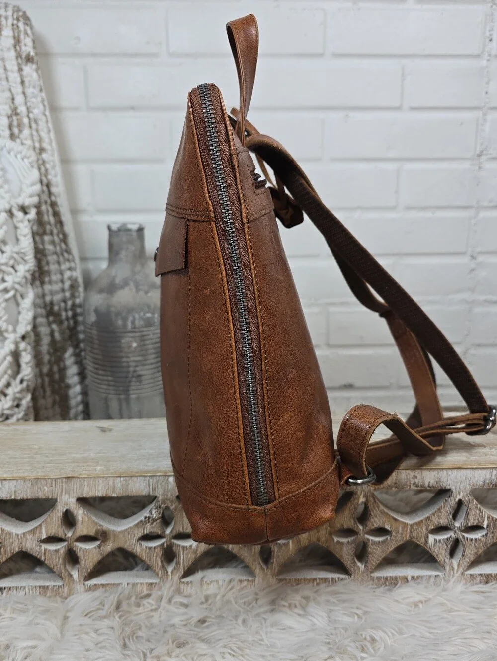 Spikes and Sparrow Brown Leather Backpack